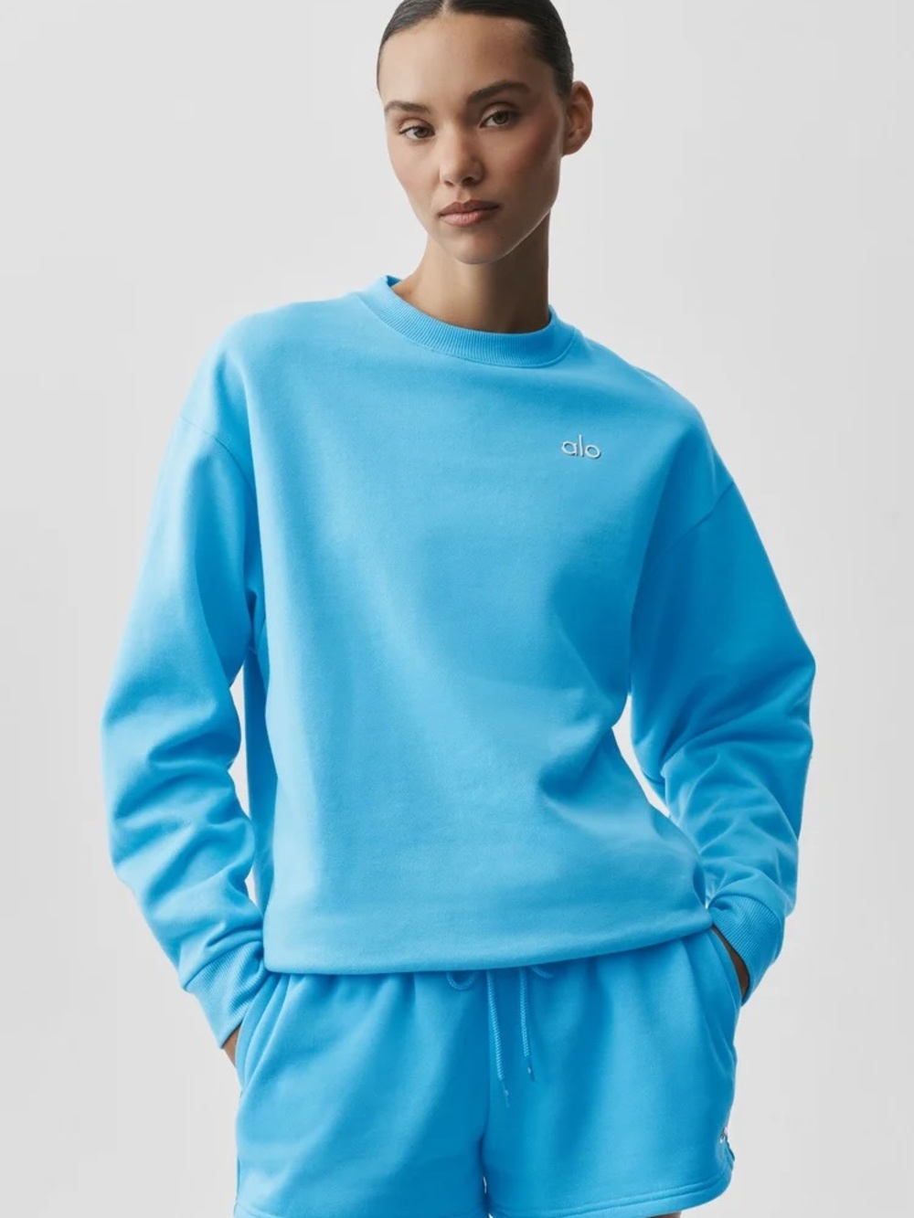 ALO Yoga Accolade Crew Neck Pullover Limited: Azure Blue Small NWT